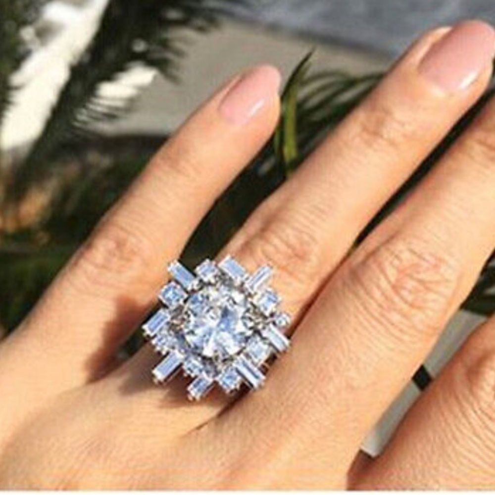 Personalized Round Cut 925 sterling Silver Ring Sz 6-10